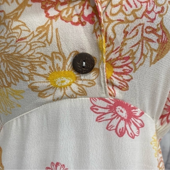 Free People Size Small Hawaii Mini Dress Swing Skirt V Neck Short Sleeve Pockets - Picture 6 of 14